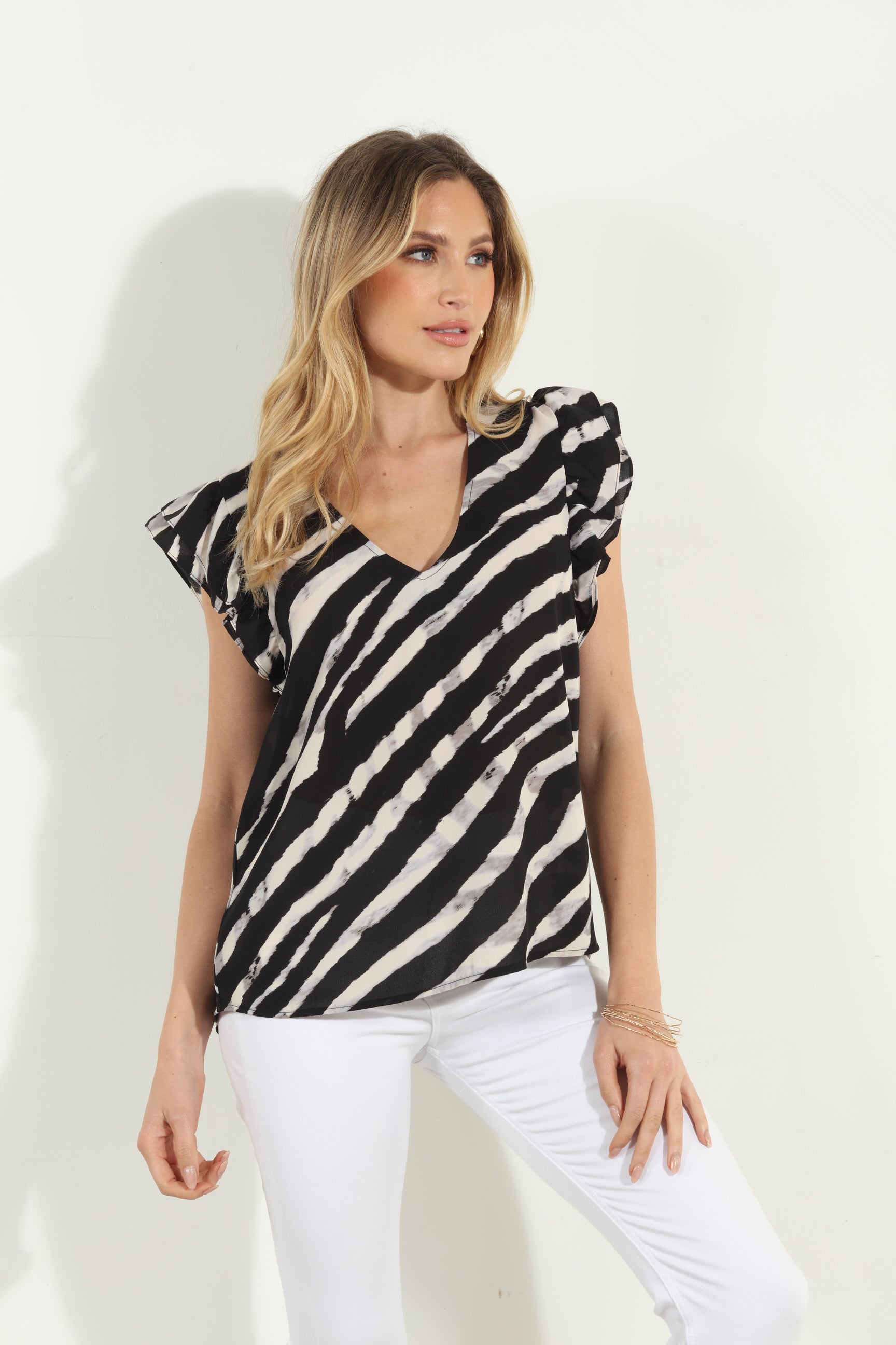 Fletcher V-Neck Ruffle Blouse-FINAL SALE