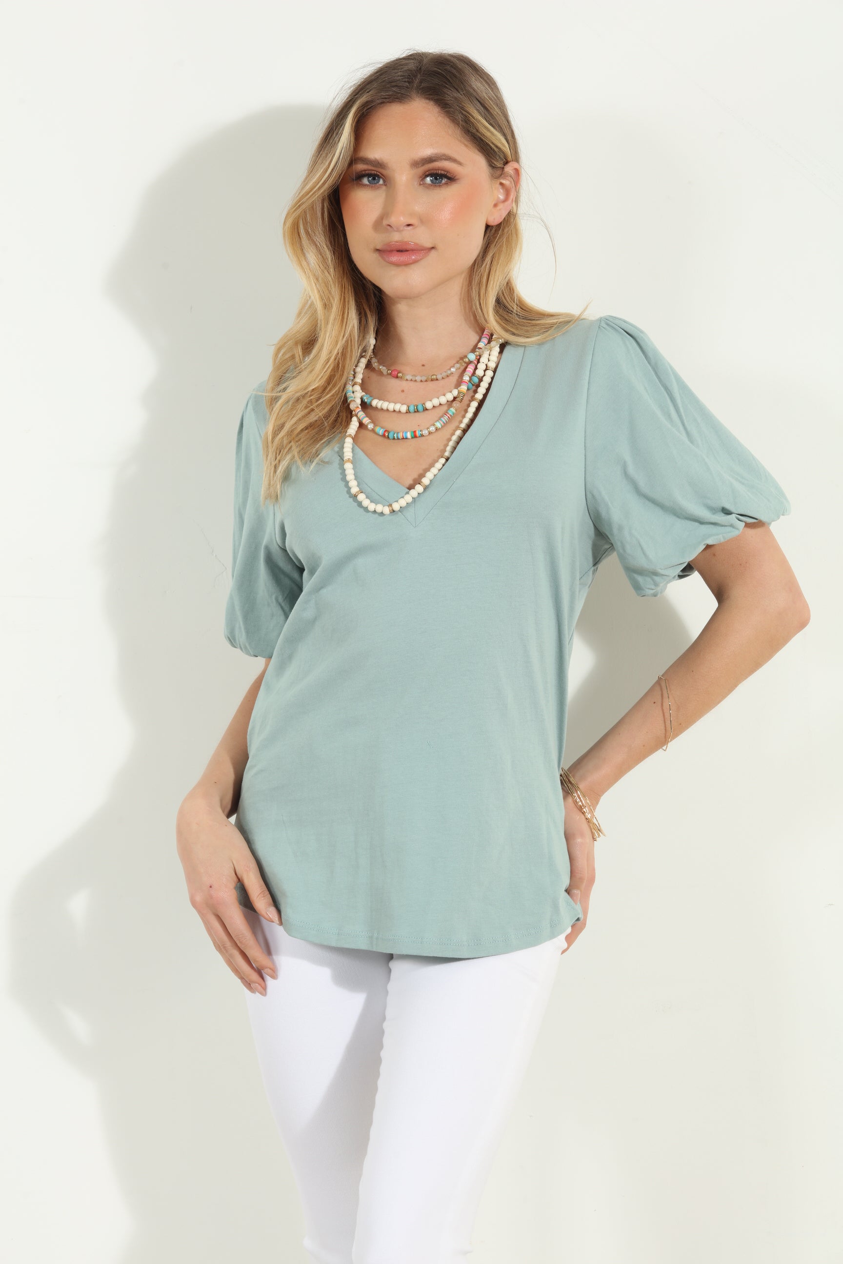 Desert Sage Puff Sleeve Tee