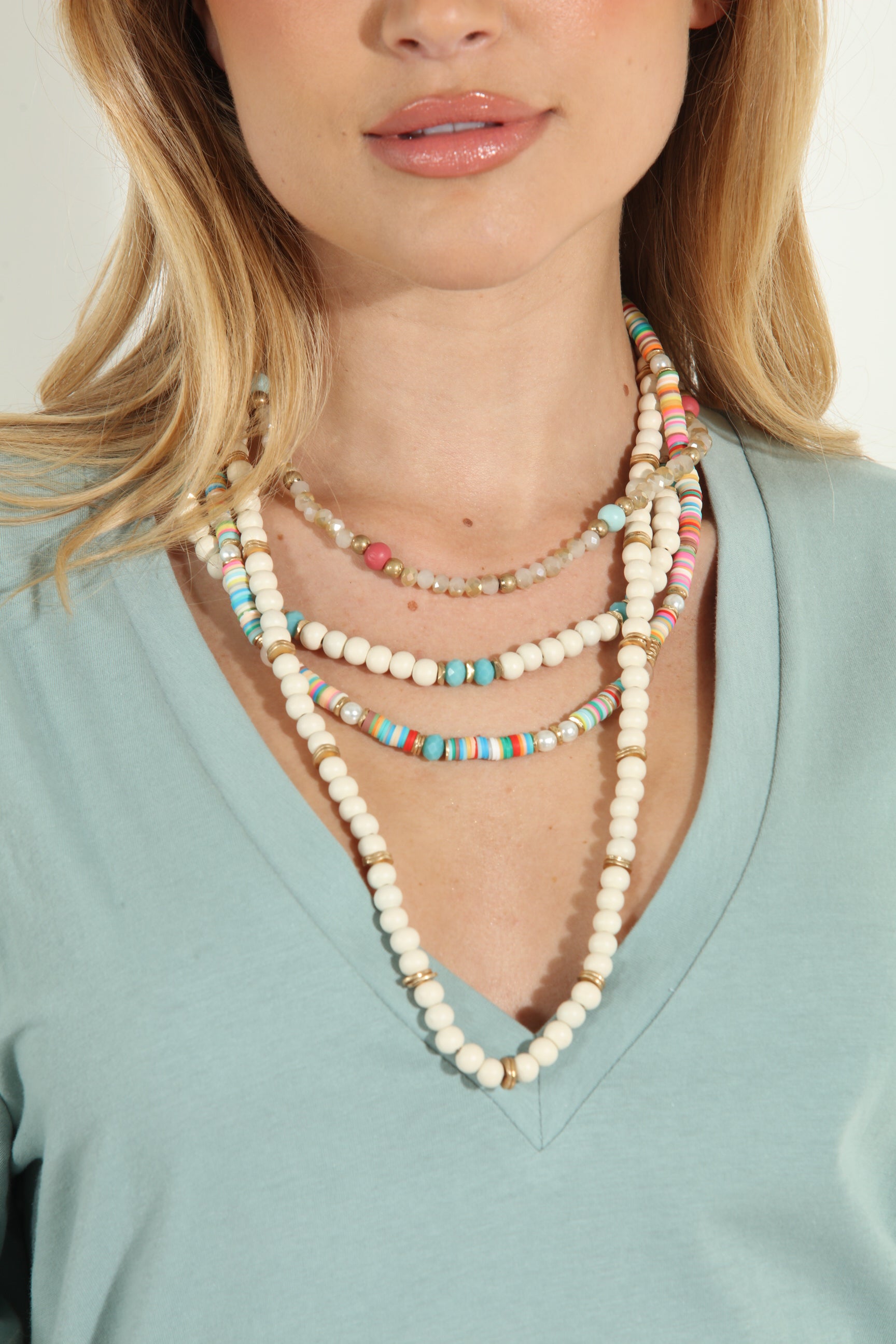 Multicolor Beaded Layered Necklace-FINAL SALE