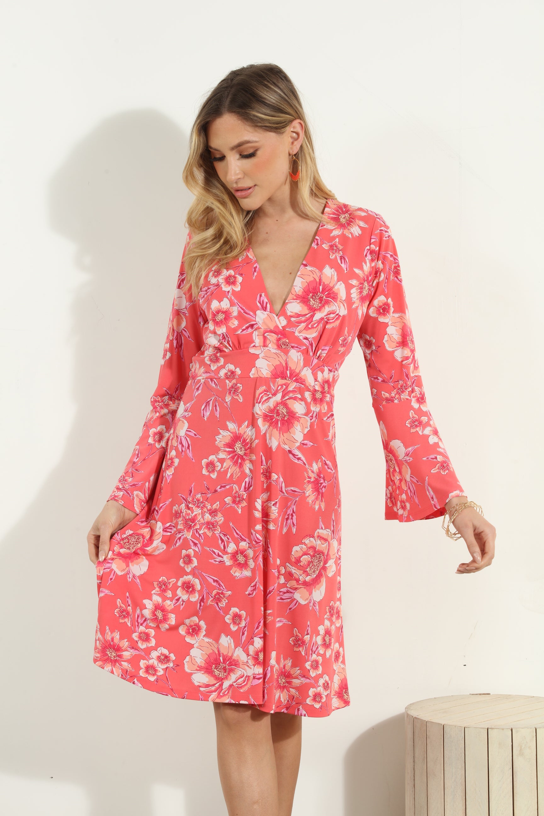 Shereen Stretch Bell Sleeve Dress-FINAL SALE