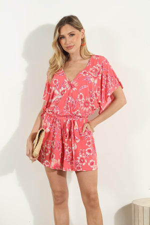 Shereen Short Sleeve Open-Back Romper-FINAL SALE
