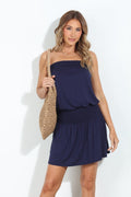 Navy Jersey Tube Smocked Dress-BEST SELLER