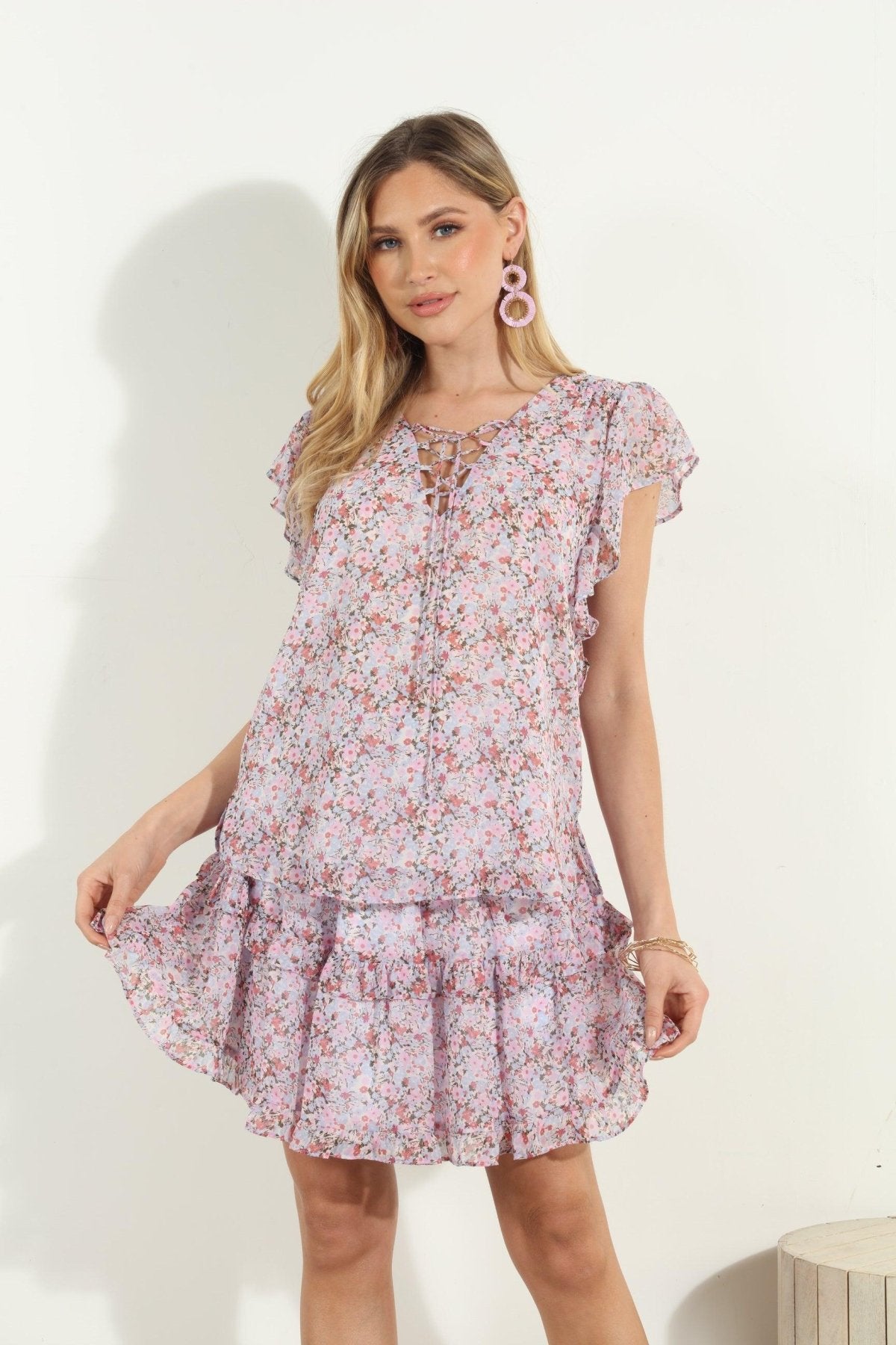 Augustine Lace-Up Ruffle Blouse-FINAL SALE