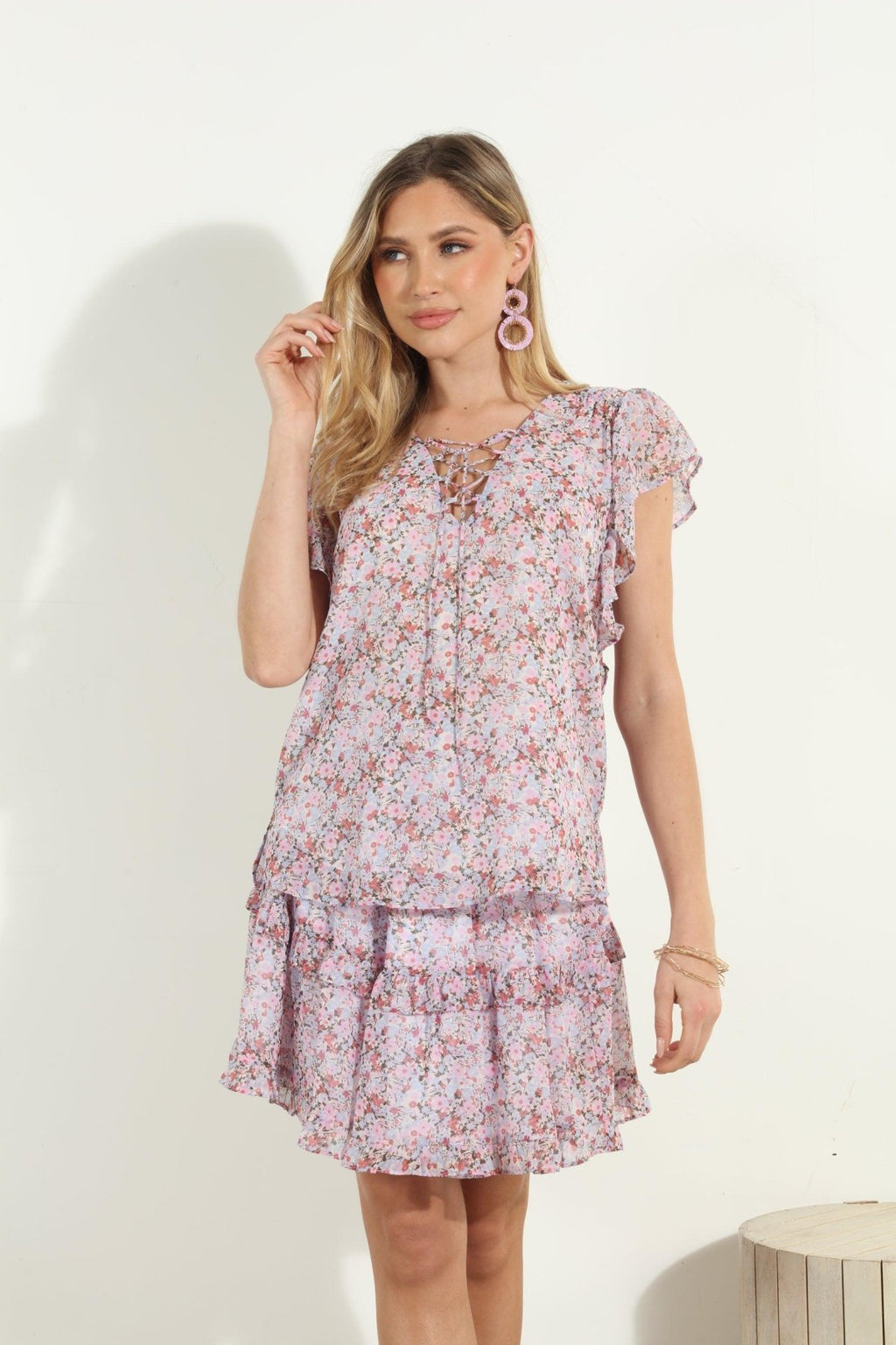 Augustine Lace-Up Ruffle Blouse-FINAL SALE