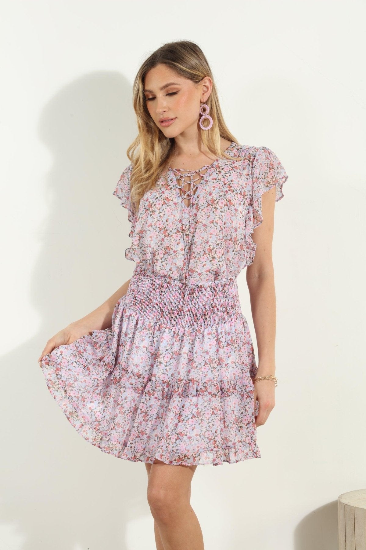 Augustine Lace-Up Ruffle Blouse-FINAL SALE