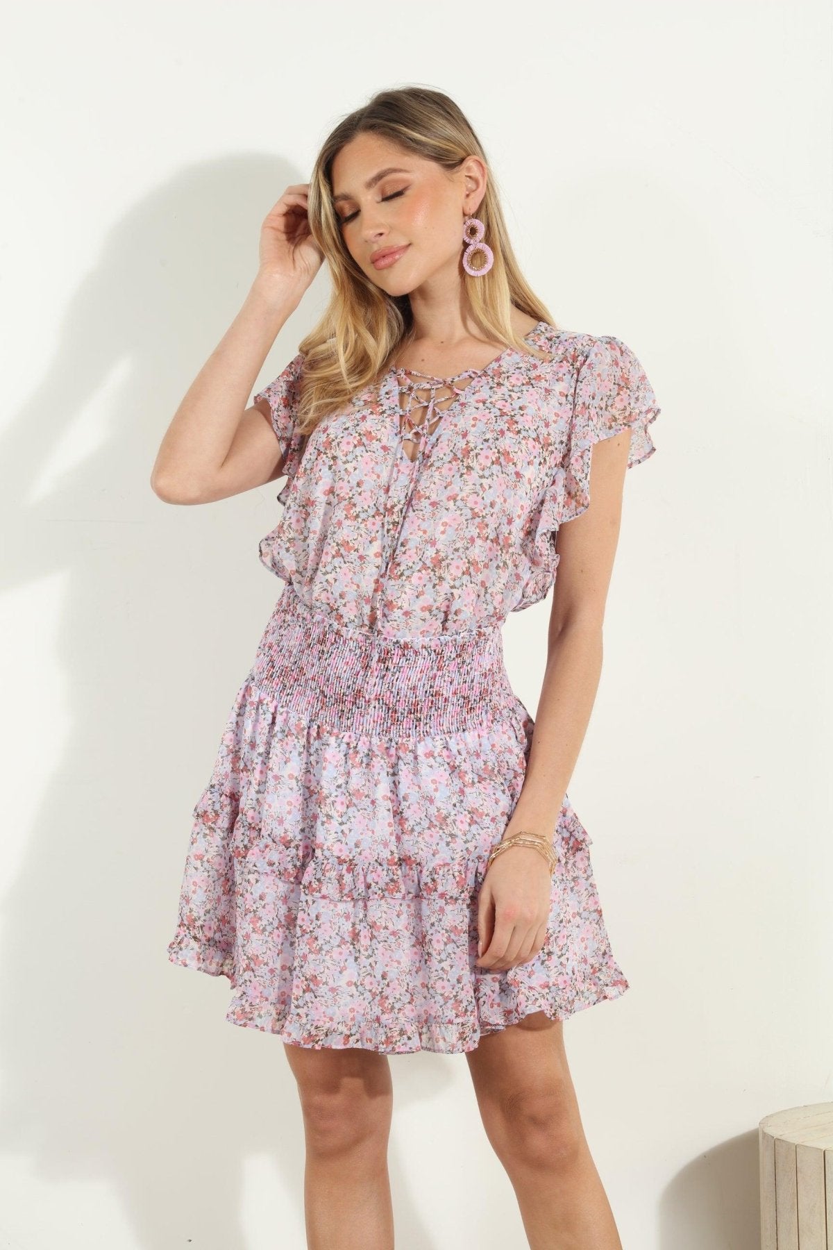 Augustine Lace-Up Ruffle Blouse-FINAL SALE