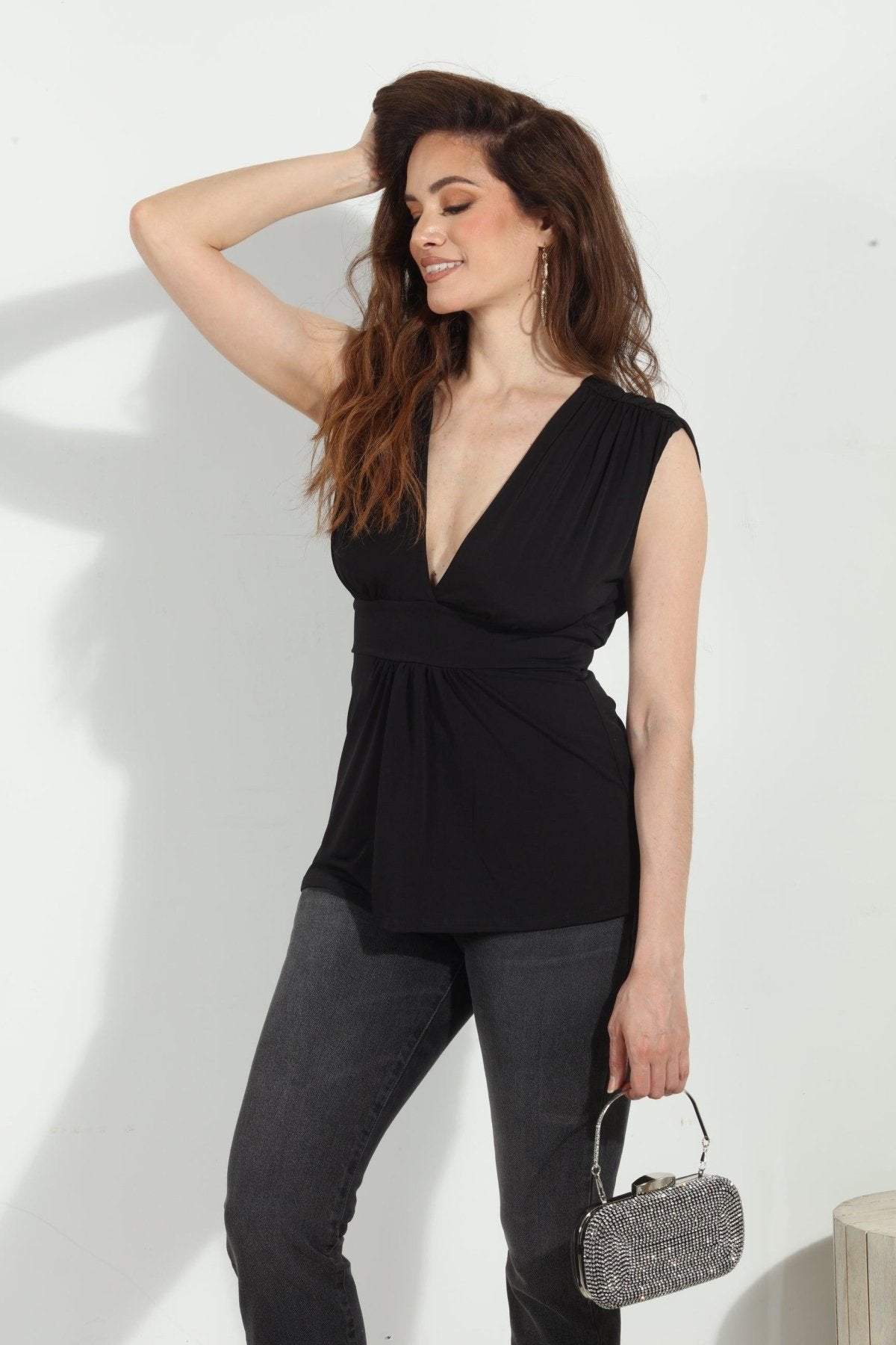 Black Deep V Tank-FINAL SALE