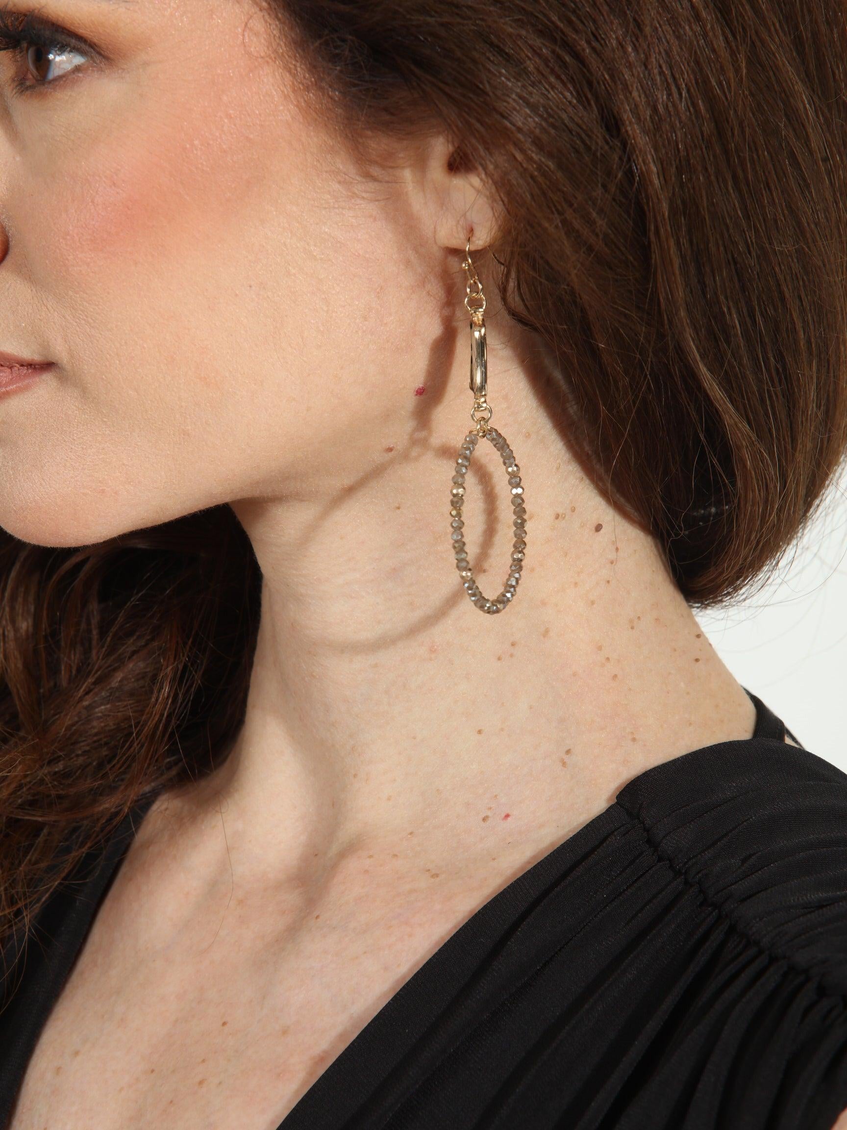 Mocha Speckled Dangle Hoops-FINAL SALE