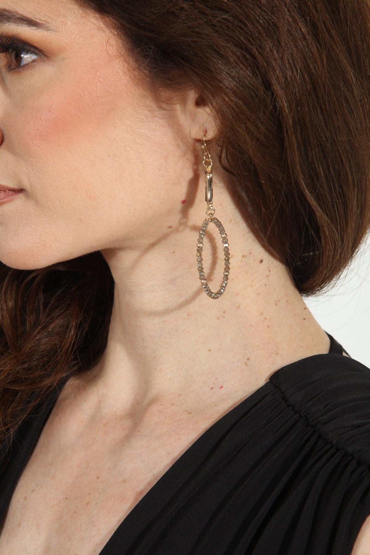 Mocha Speckled Dangle Hoops-FINAL SALE
