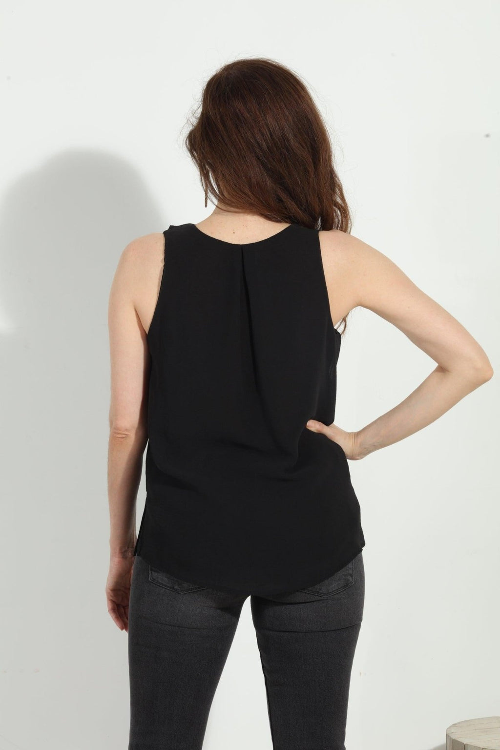Black Chiffon Ruffle Tank