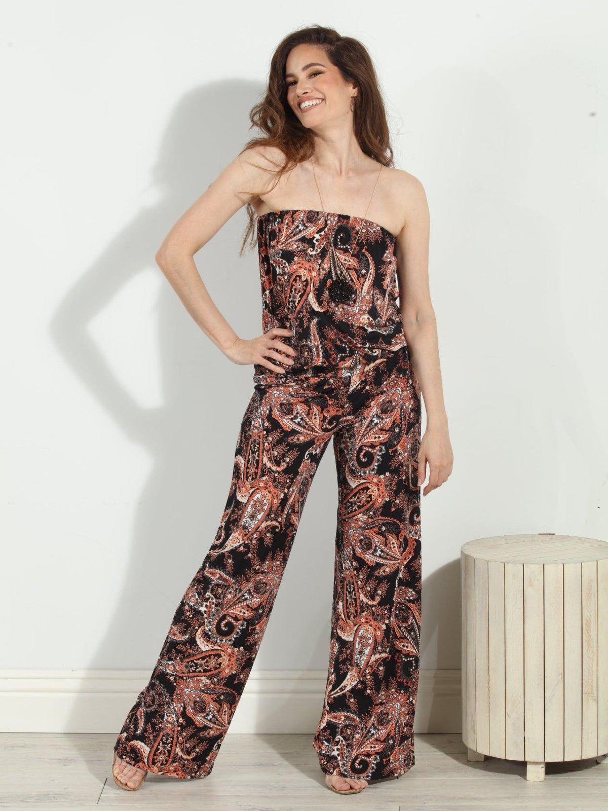 Jene Stretch Strapless Dropwaist Jumpsuit
