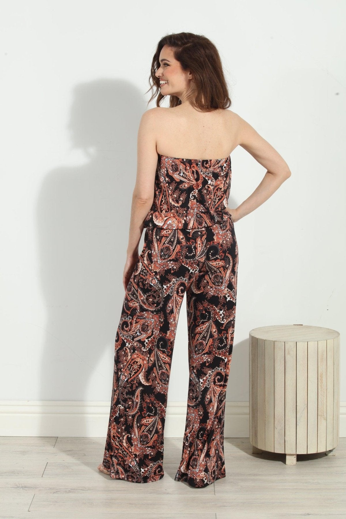 Jene Stretch Strapless Dropwaist Jumpsuit