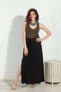 Black Tie Stretch Maxi Skirt-BEST SELLER