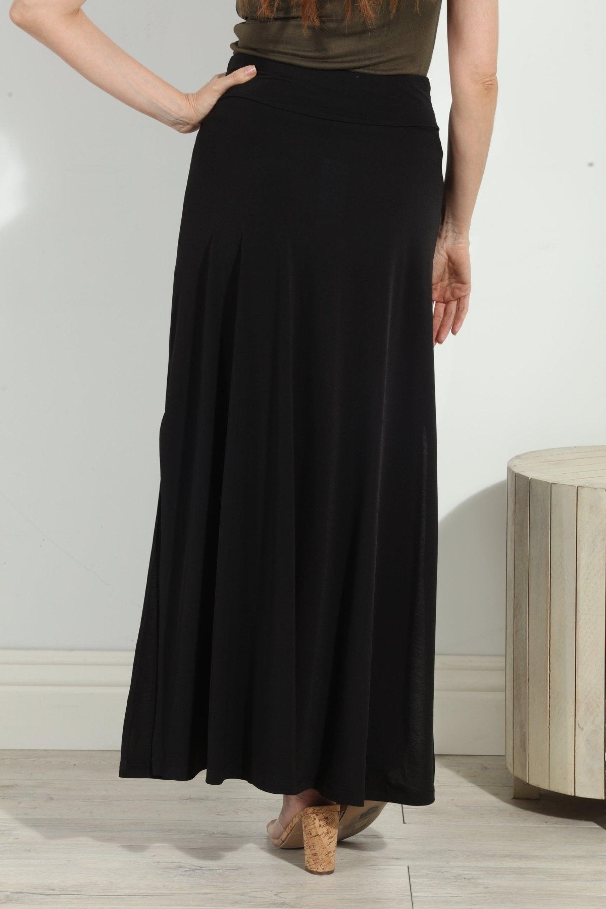 Black Tie Stretch Maxi Skirt-BEST SELLER