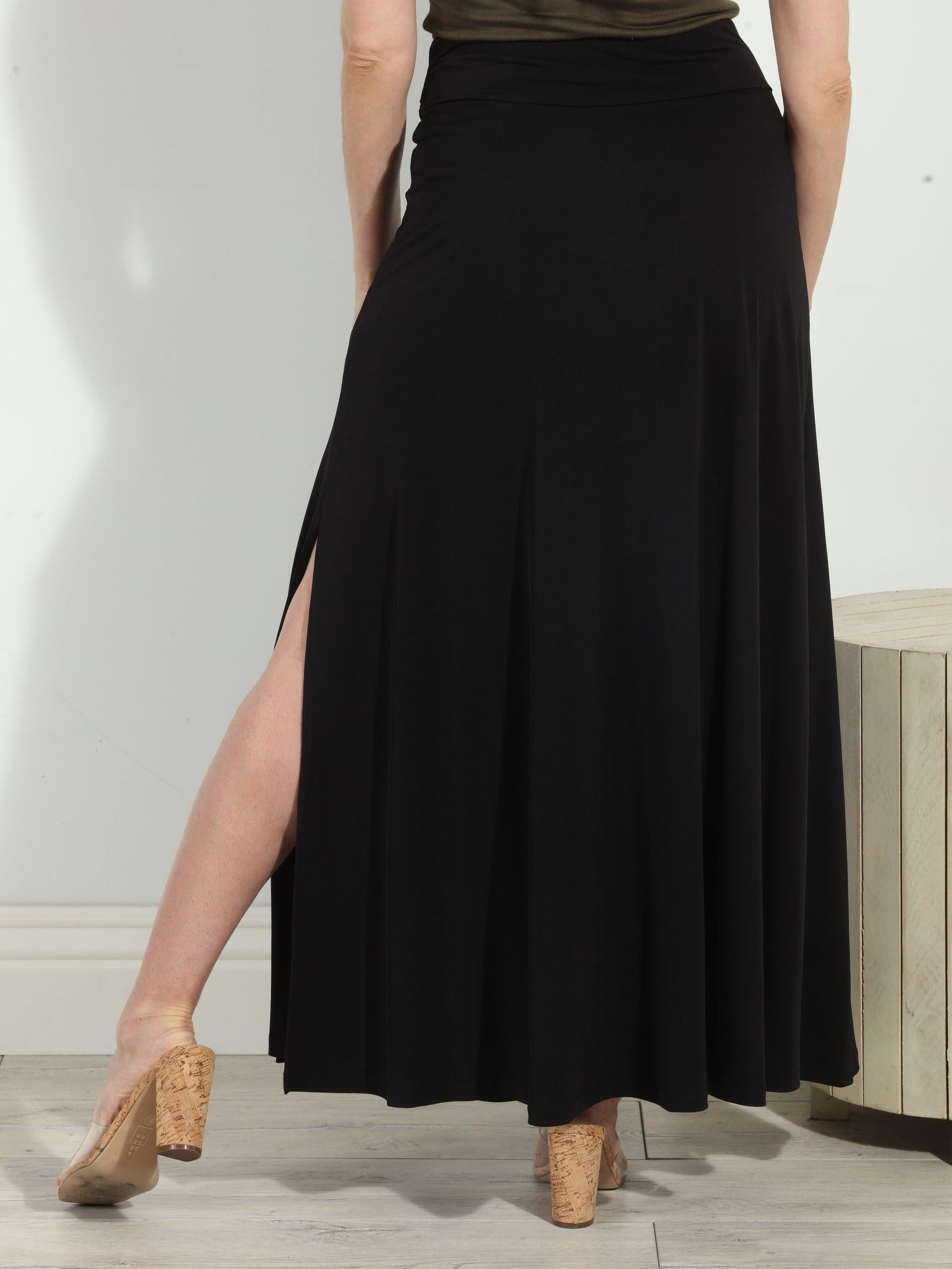 Black Tie Stretch Maxi Skirt-BEST SELLER