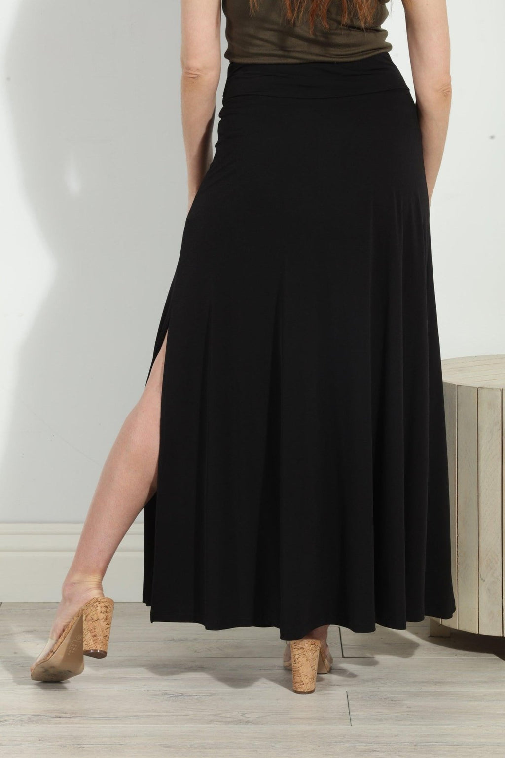 Black Tie Stretch Maxi Skirt-BEST SELLER