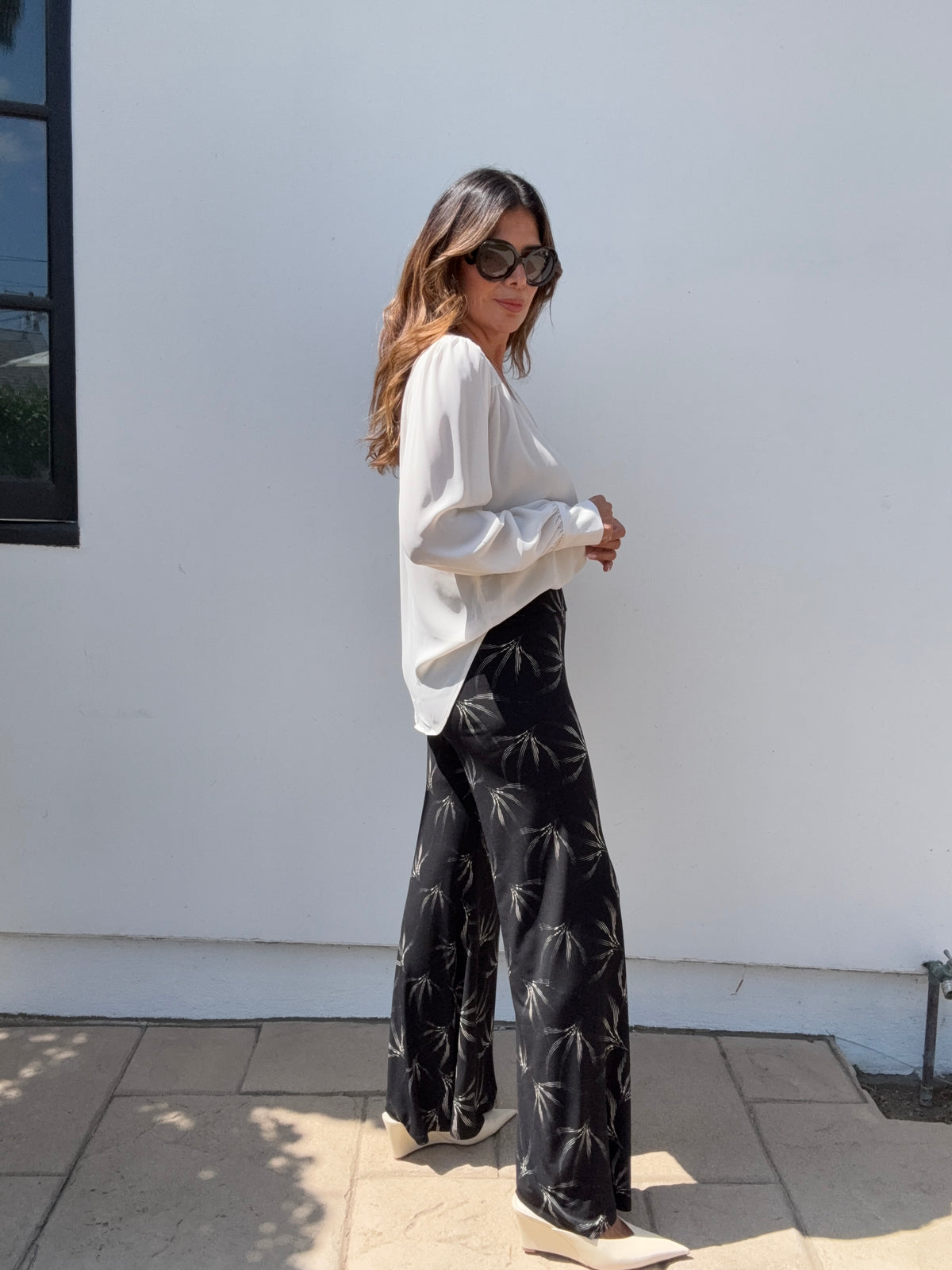 Buff V Neck Puffed Sleeve Blouse-BEST SELLER