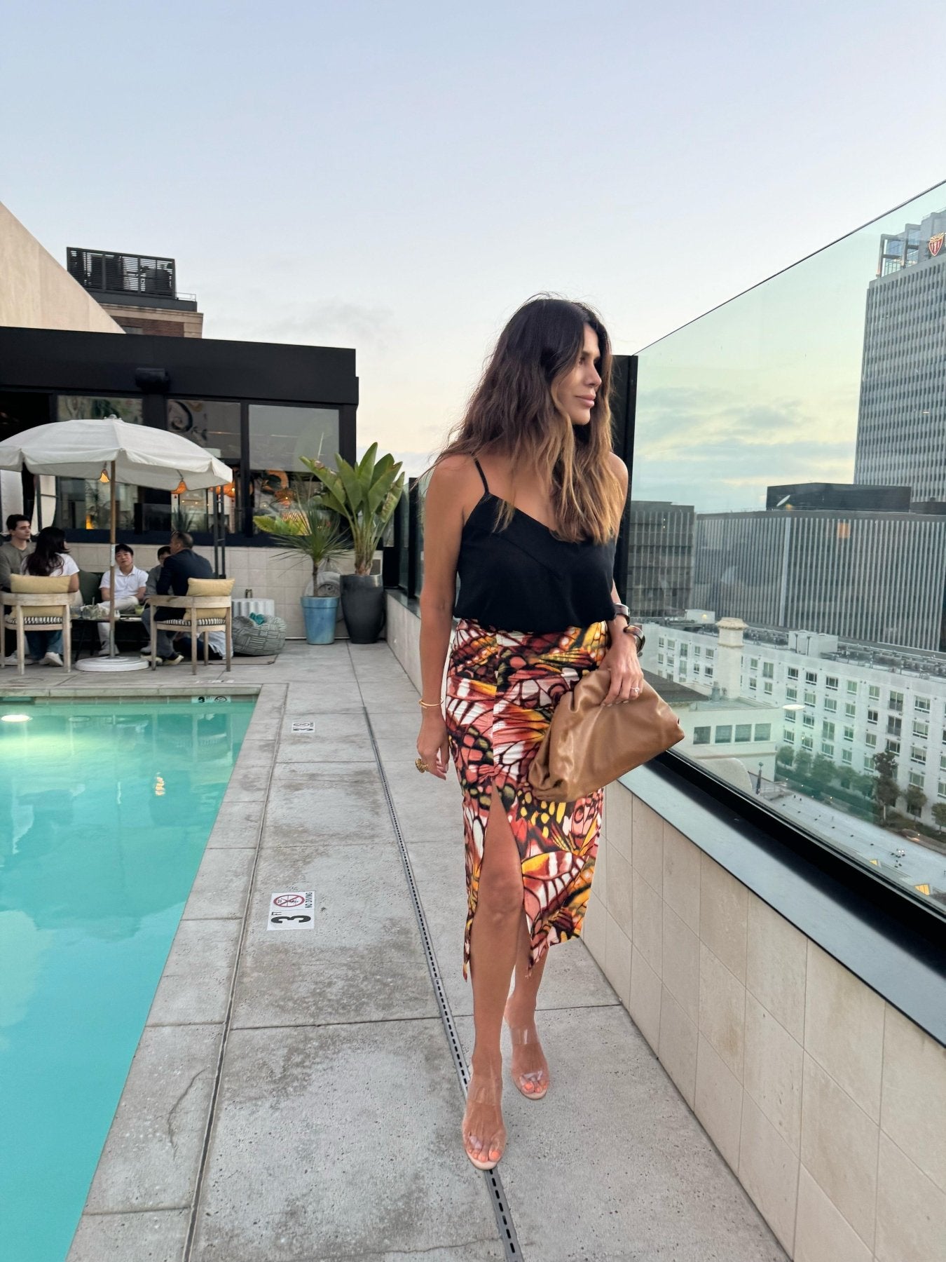 Mariposa Stretch Ruched Midi Skirt