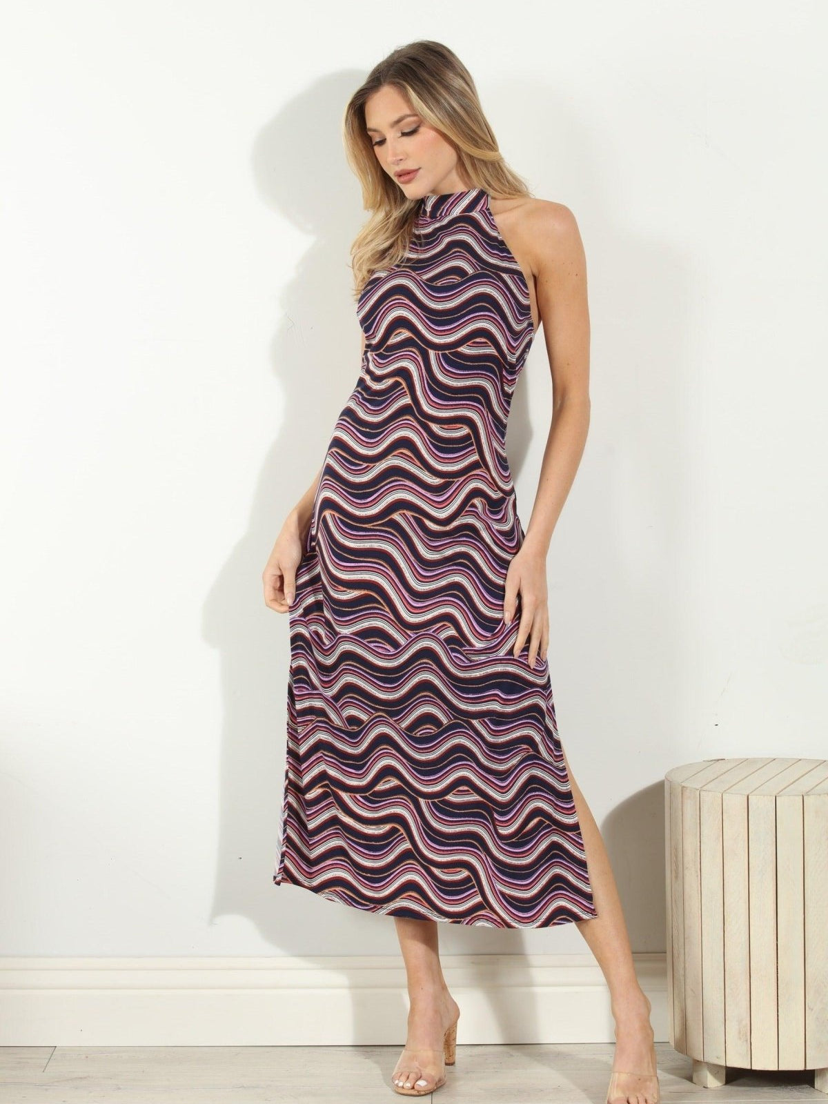 Leanna Halter Midi Stretch Dress-FINAL SALE