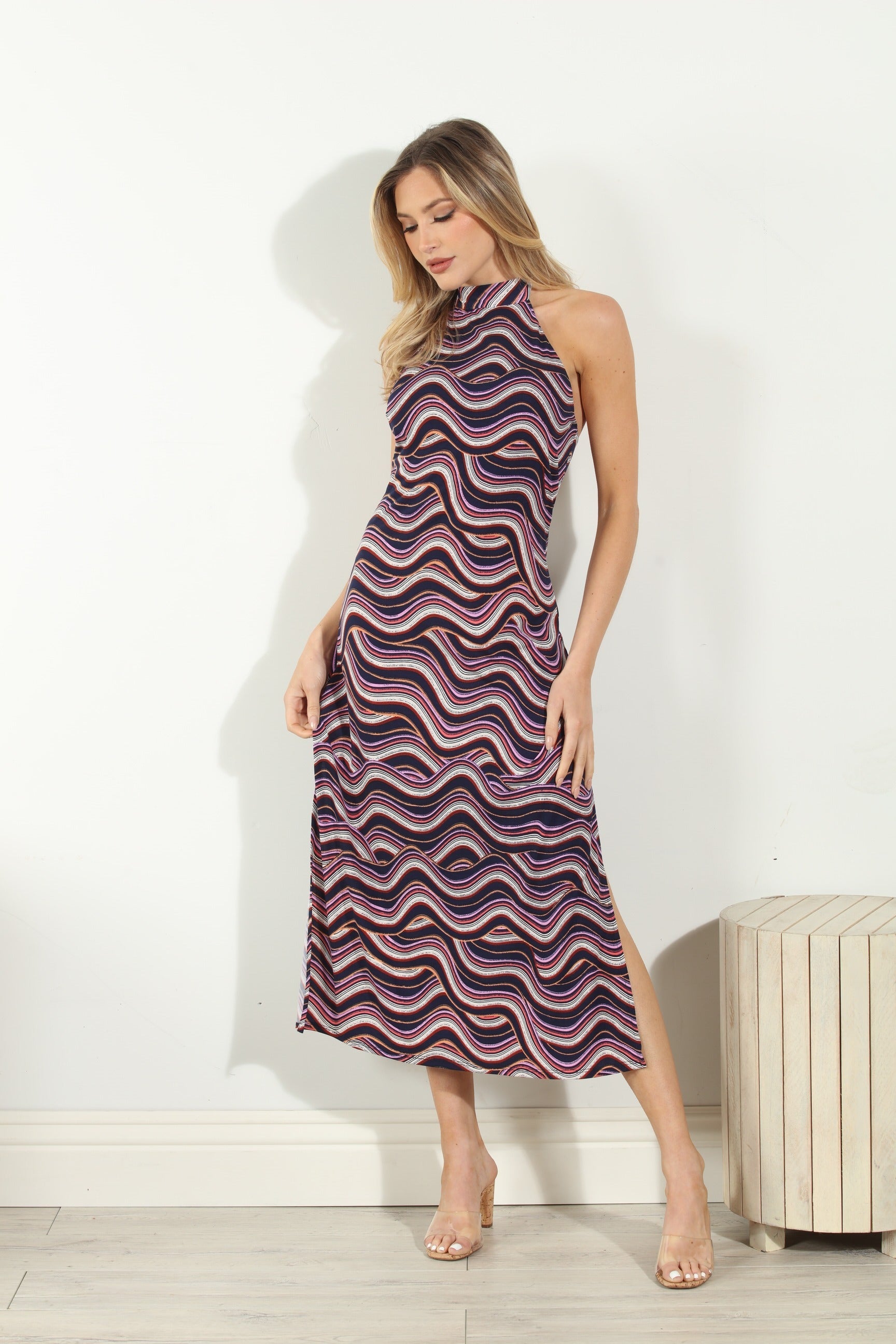 Leanna Halter Midi Stretch Dress- FINAL SALE