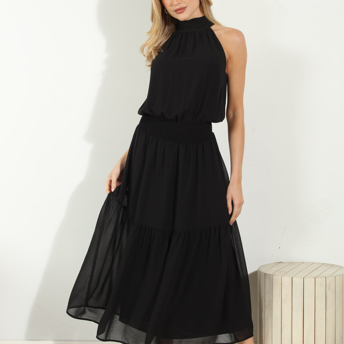 Auteur // Black Sheer Halter Maxi Dress – VSP Consignment