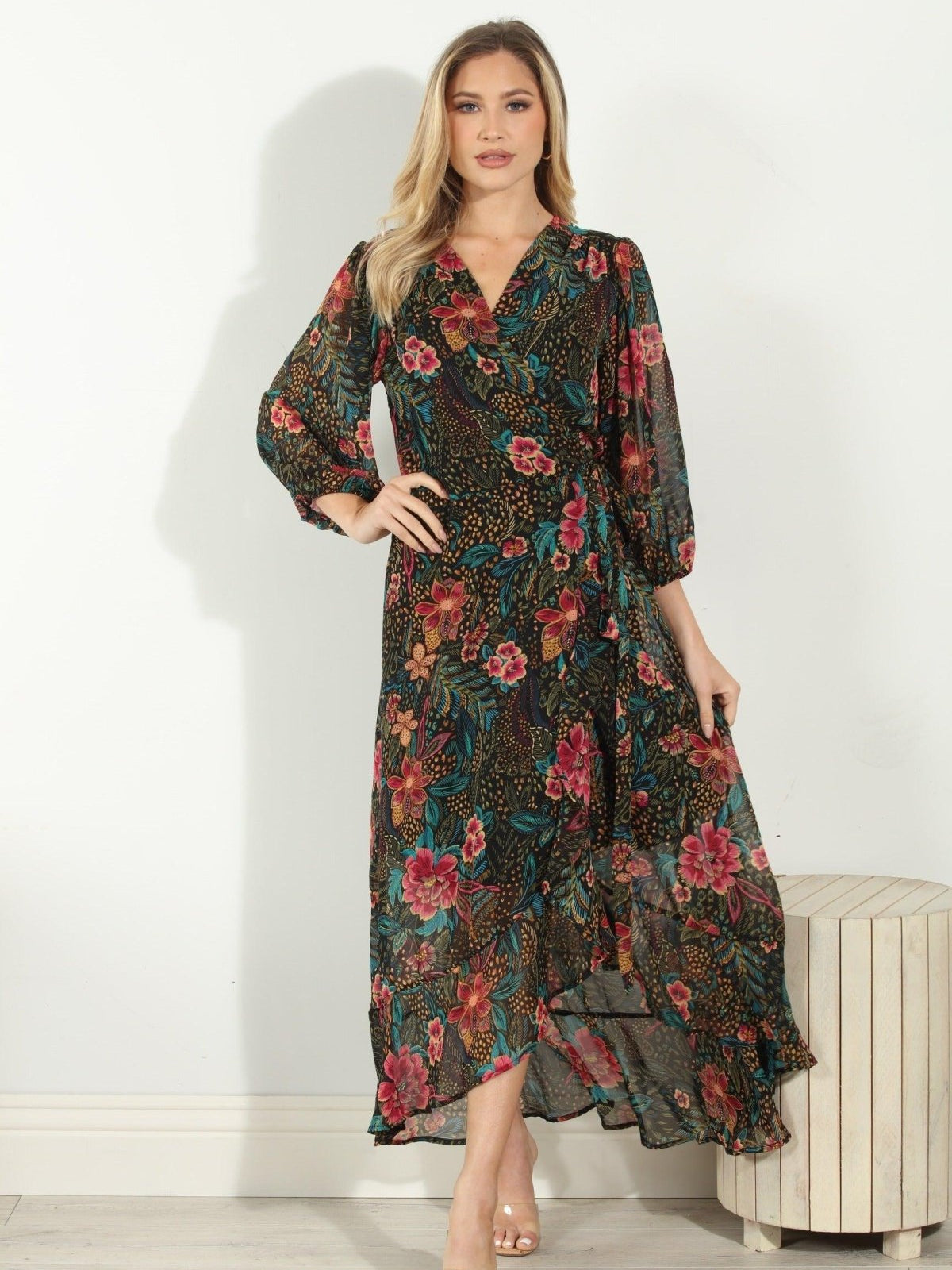 Marani Chiffon Wrap Dress-FINAL SALE