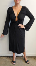 Black Glitter Bell Keyhole Dress-FINAL SALE