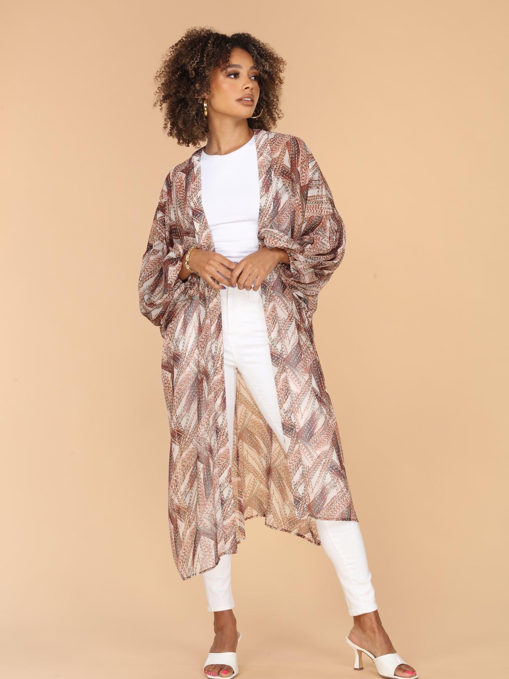 Zimba Chiffon Midi Kimono-FINAL SALE