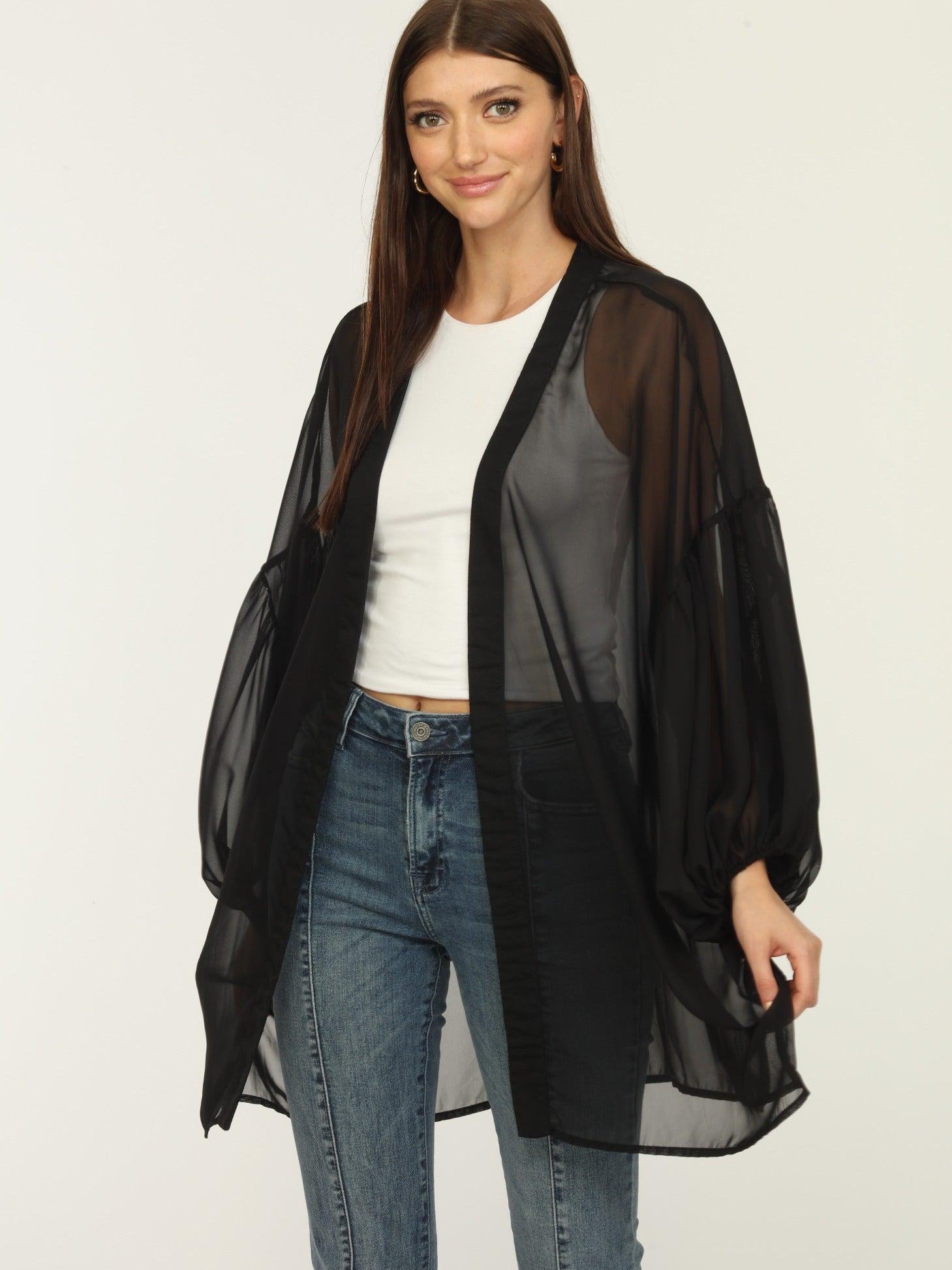 Black Chiffon Kimono-BEST SELLER