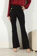 Black Ponti Button Pants-BEST SELLER