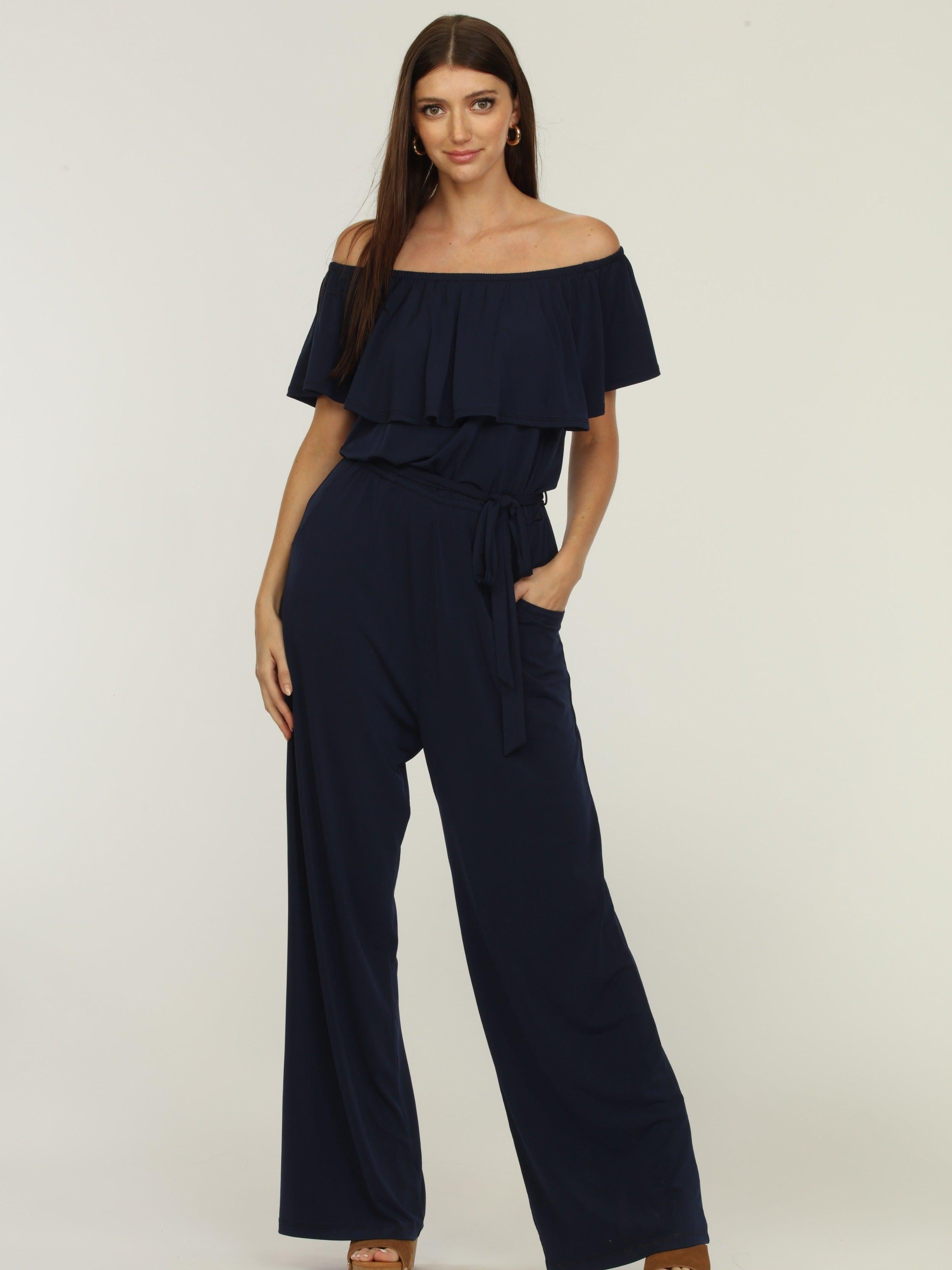 Navy Ruffle Tube Jumpsuit-BEST SELLER