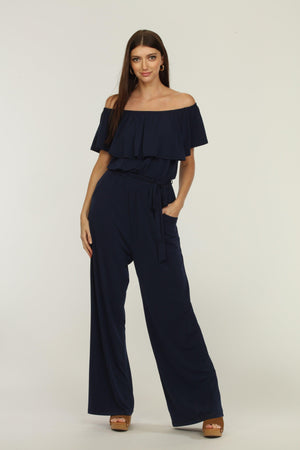 Navy Ruffle Tube Jumpsuit-BEST SELLER