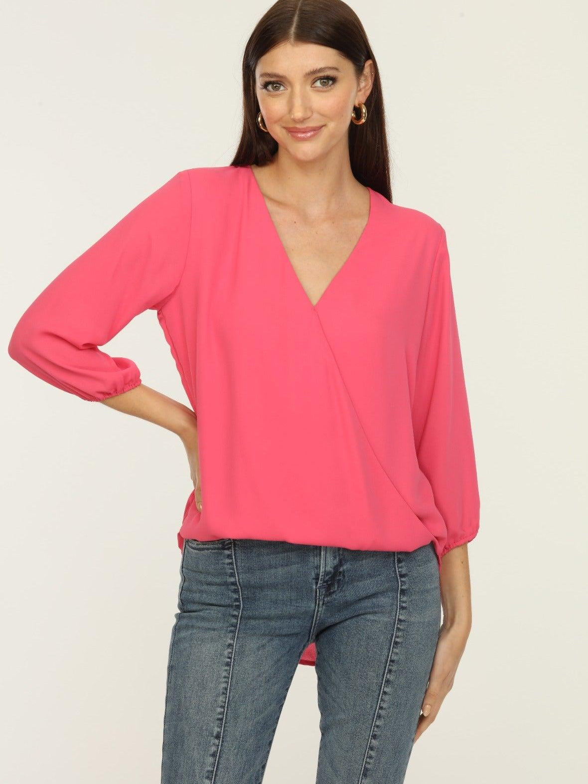 Taffy Pink Surplice Top-FINAL SALE