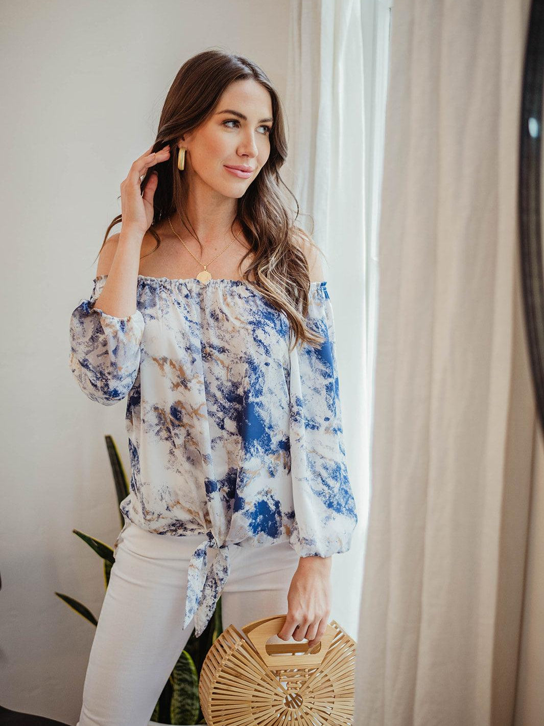 Marien OTS Top with Tie-FINAL SALE