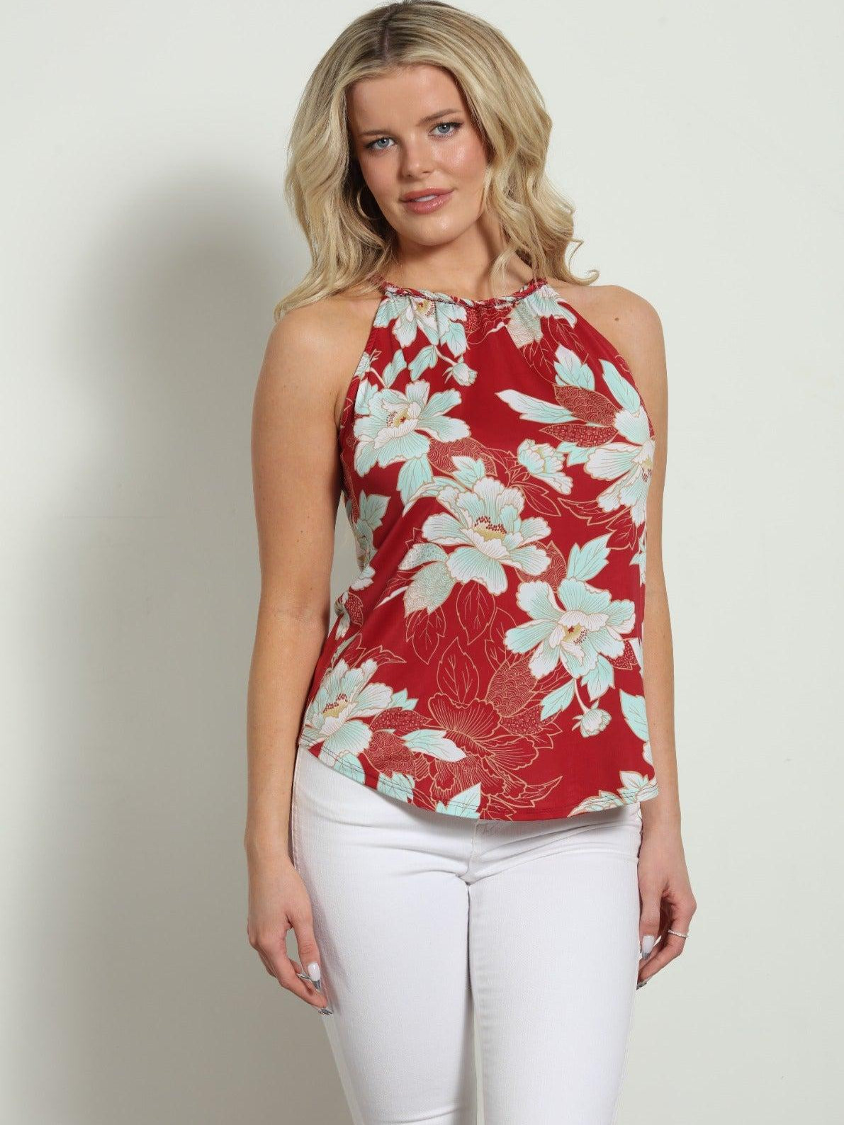 Roselle Braided Halter Stretch Tank-FINAL SALE