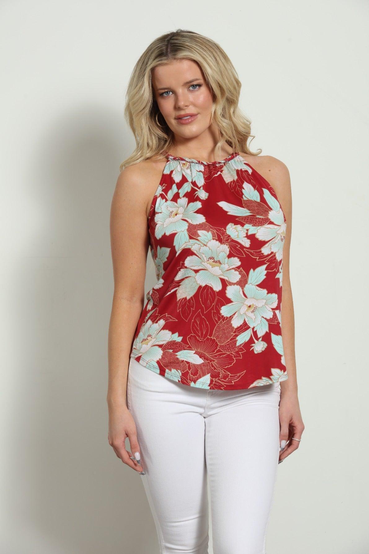 Roselle Braided Halter Stretch Tank-FINAL SALE