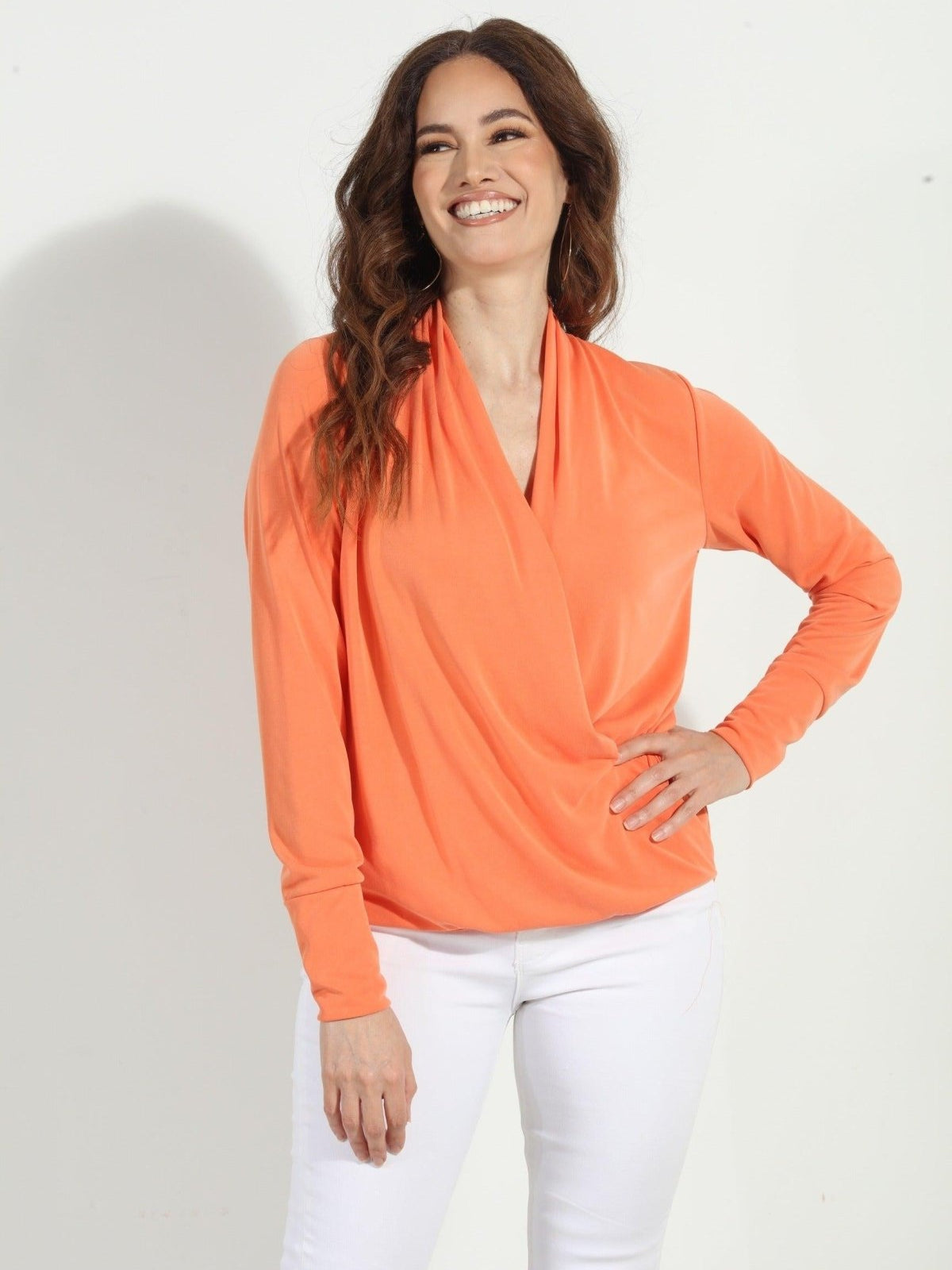 Citrus Cupro Draped Surplice Top-FINAL SALE