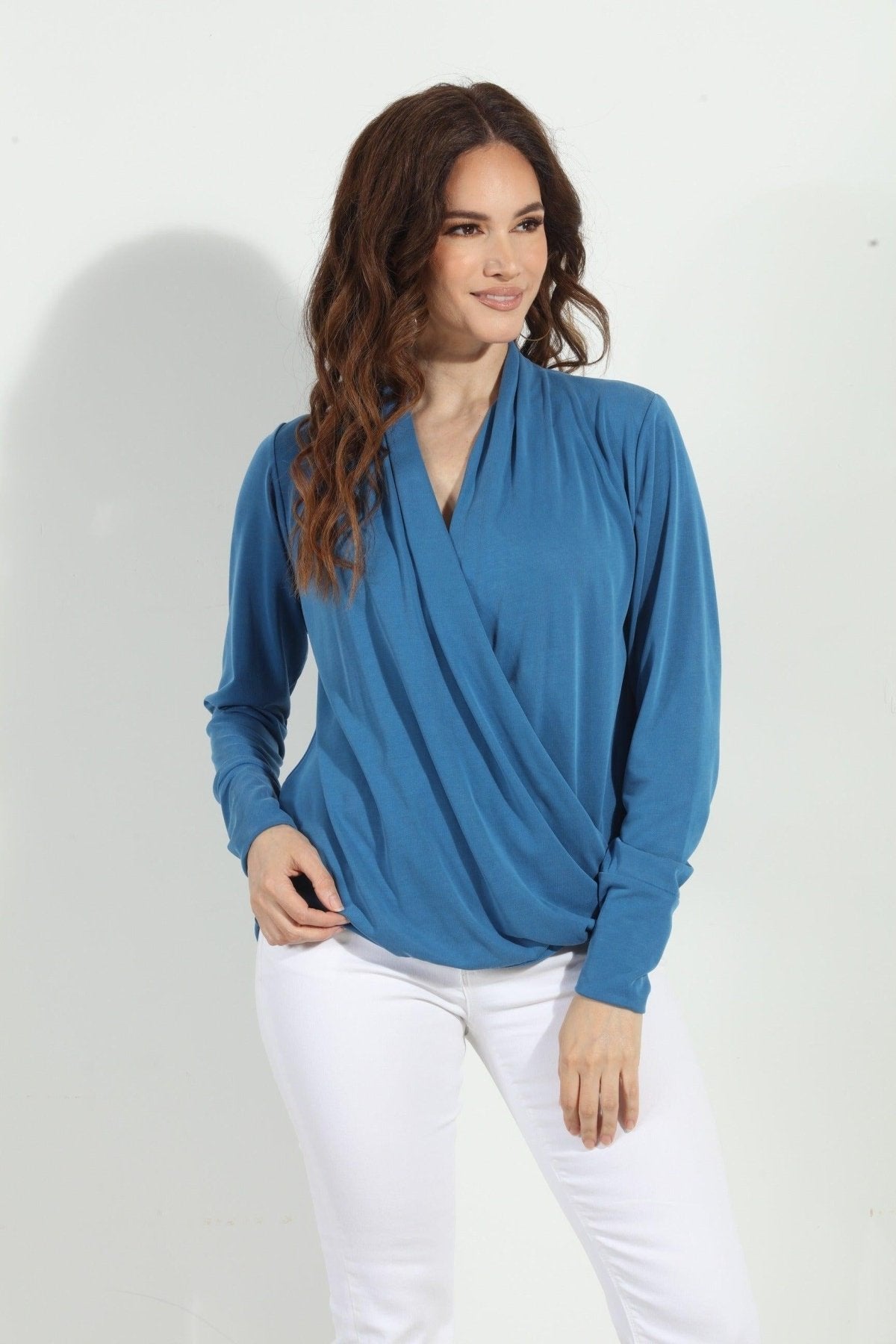 Storm Cupro Draped Surplice Top-FINAL SALE