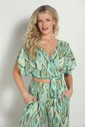 Tiki Mom Cropped Wrap Top-FINAL SALE