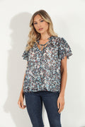 Lucila Short Sleeve chiffon Blouse-FINAL SALE
