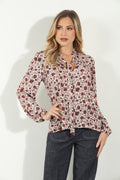 Fiori Satin Tie Neck Blouse - FINAL SALE