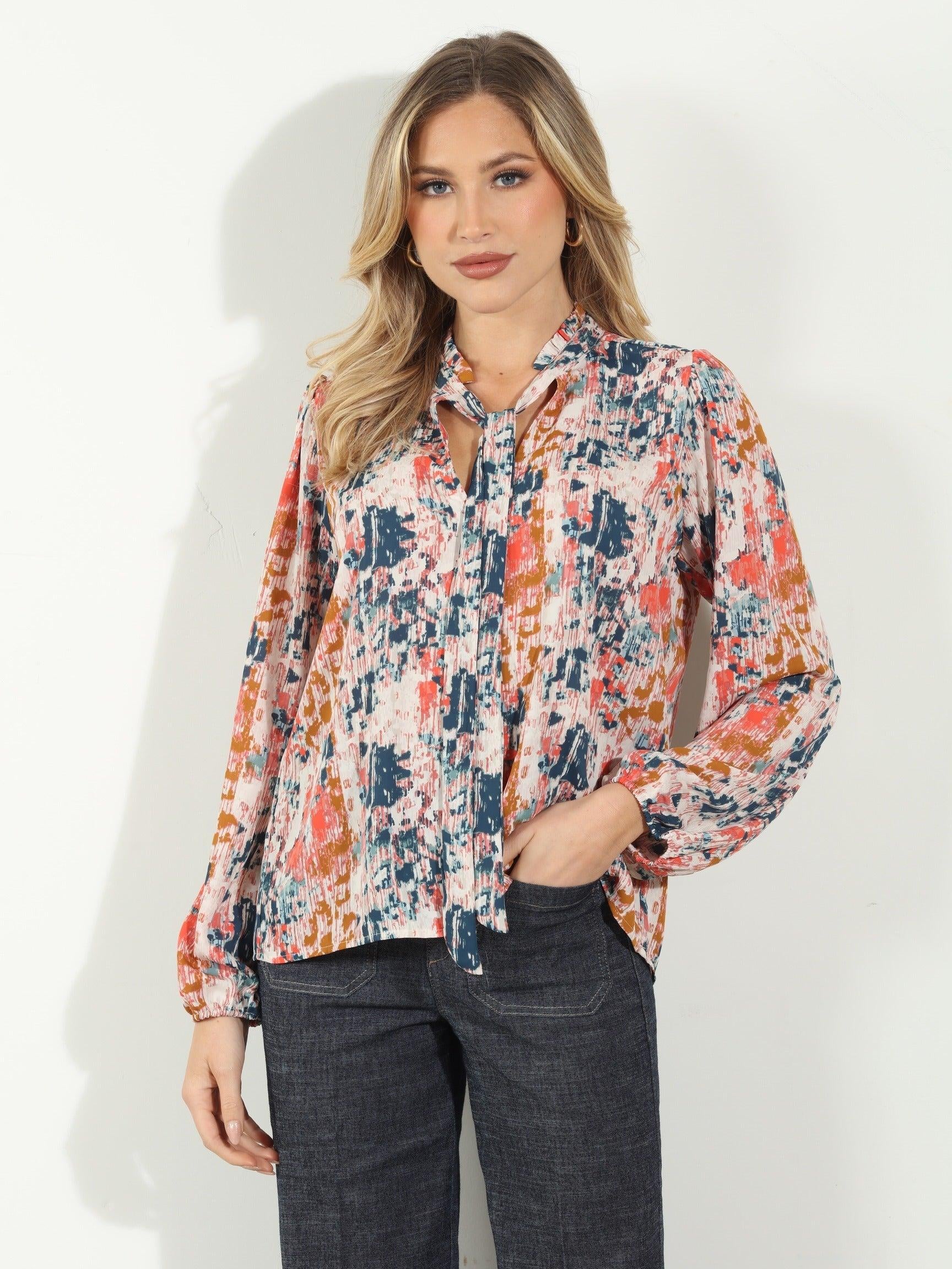 Shelbie Tie Neck Blouse-FINAL SALE