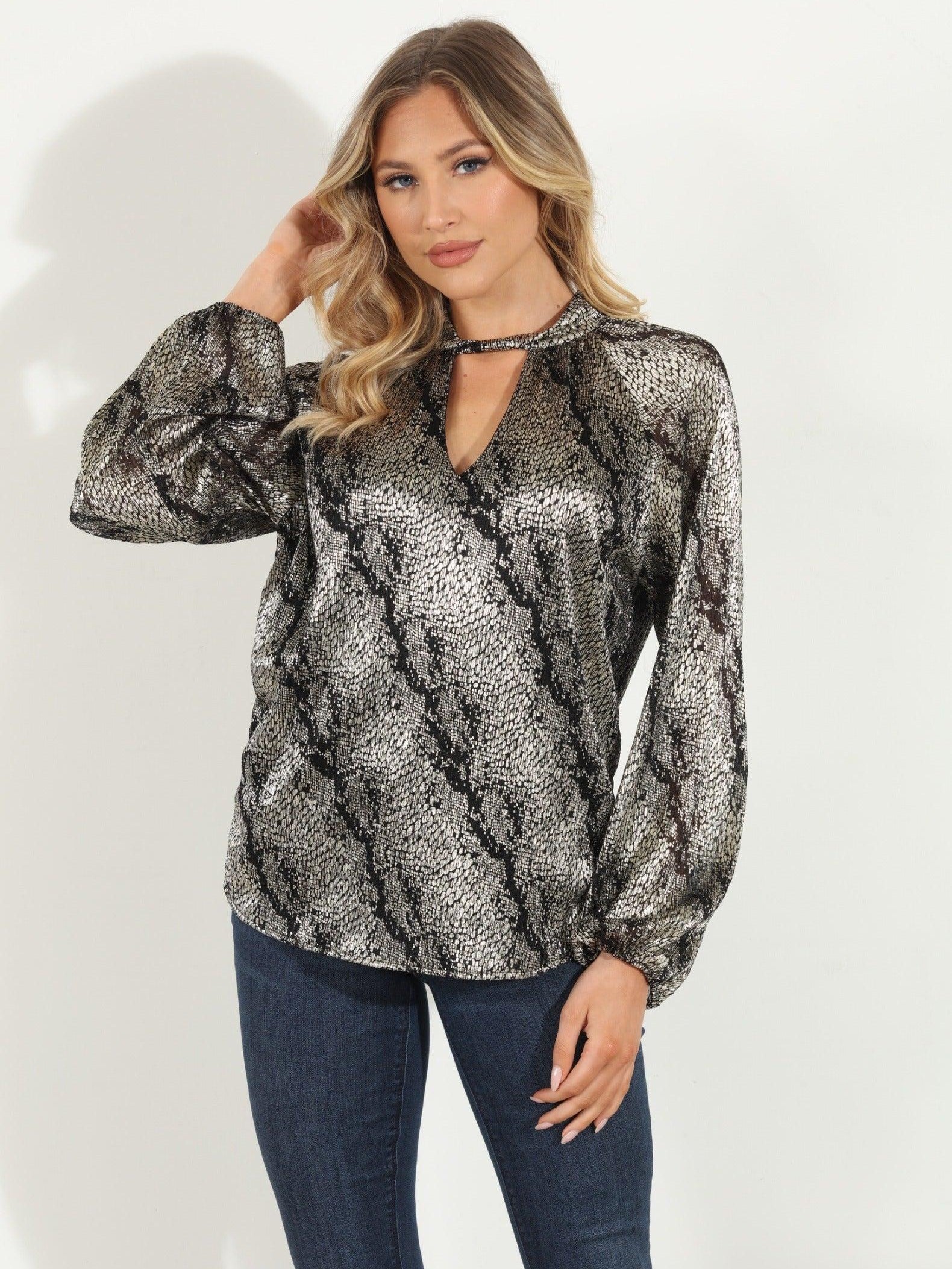 Gigi Foil Twist Blouse- FINAL SALE