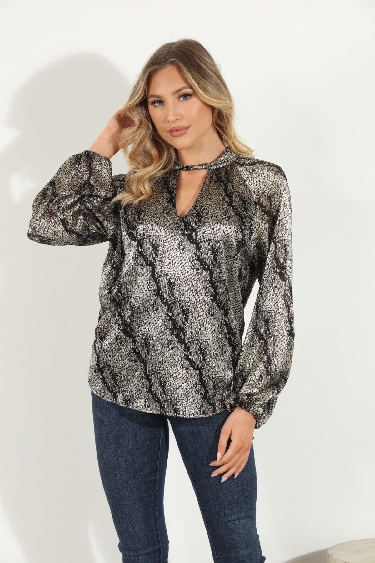 Gigi Foil Twist Blouse- FINAL SALE