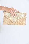Matte Gold Jute Clutch
