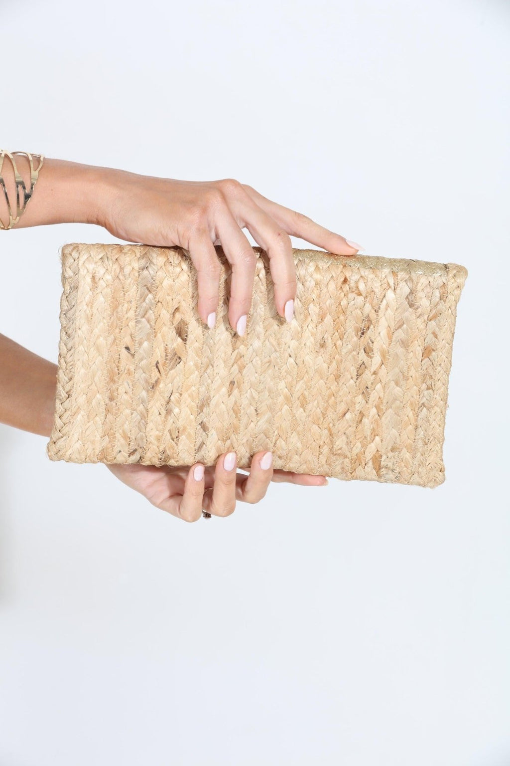 Matte Gold Jute Clutch