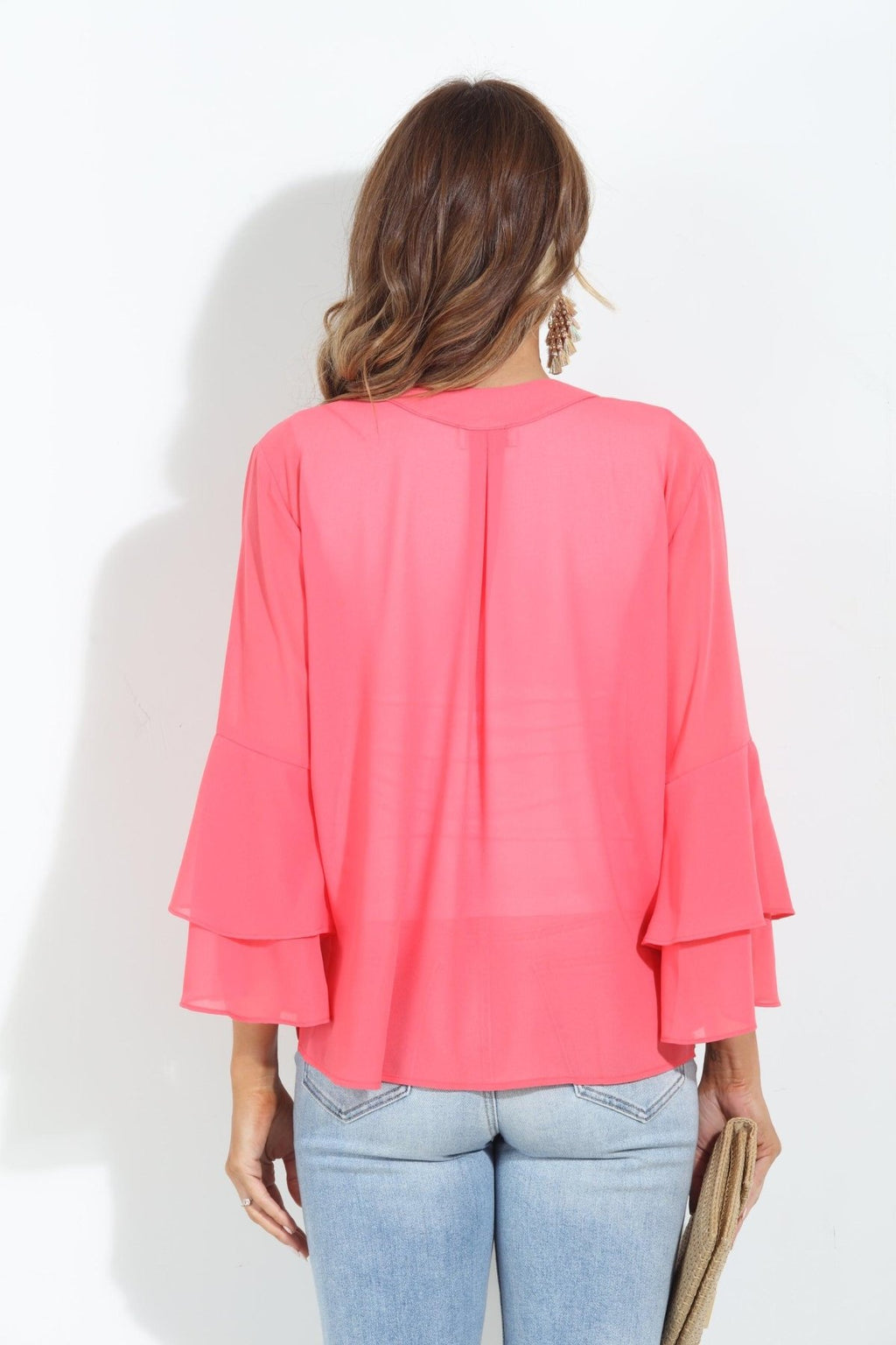 Pink/Coral Luxe Boho Chiffon Jacket-FINAL SALE