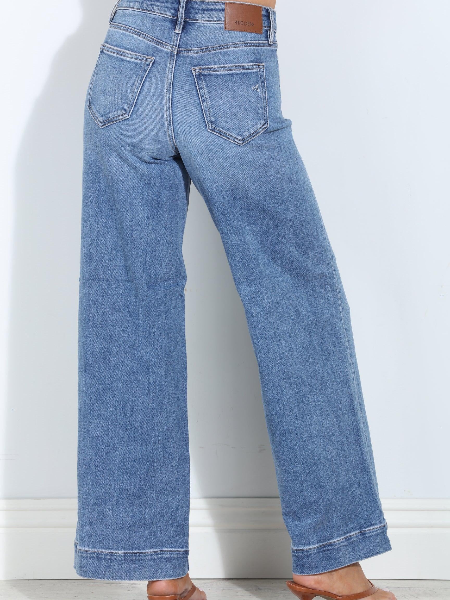Hidden Jeans Nori Front Pocket Stretch Wide Leg- Medium Wash