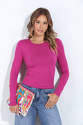 Berry Lined Crew Neck Top-BEST SELLER
