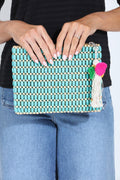 Agua Wooden Bead Clutch- Turquoise